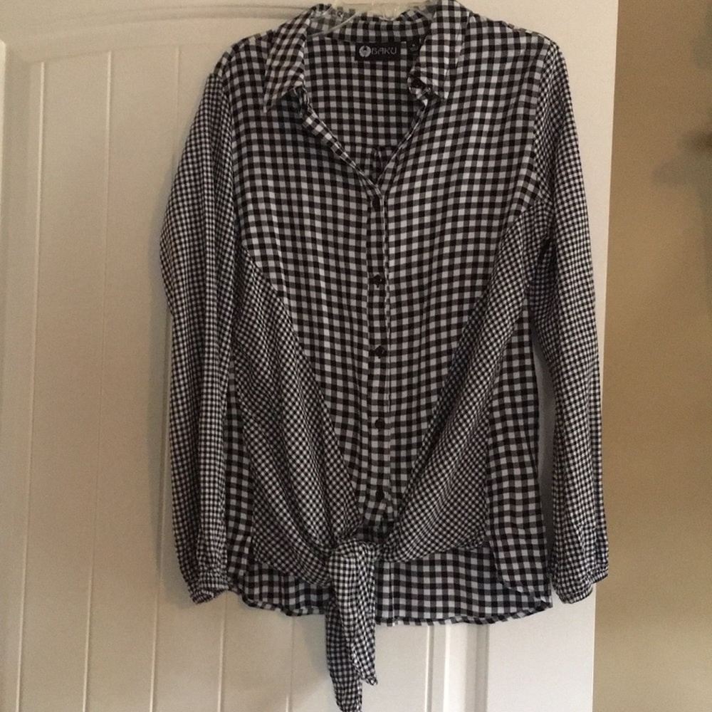 Black and white checked tie top